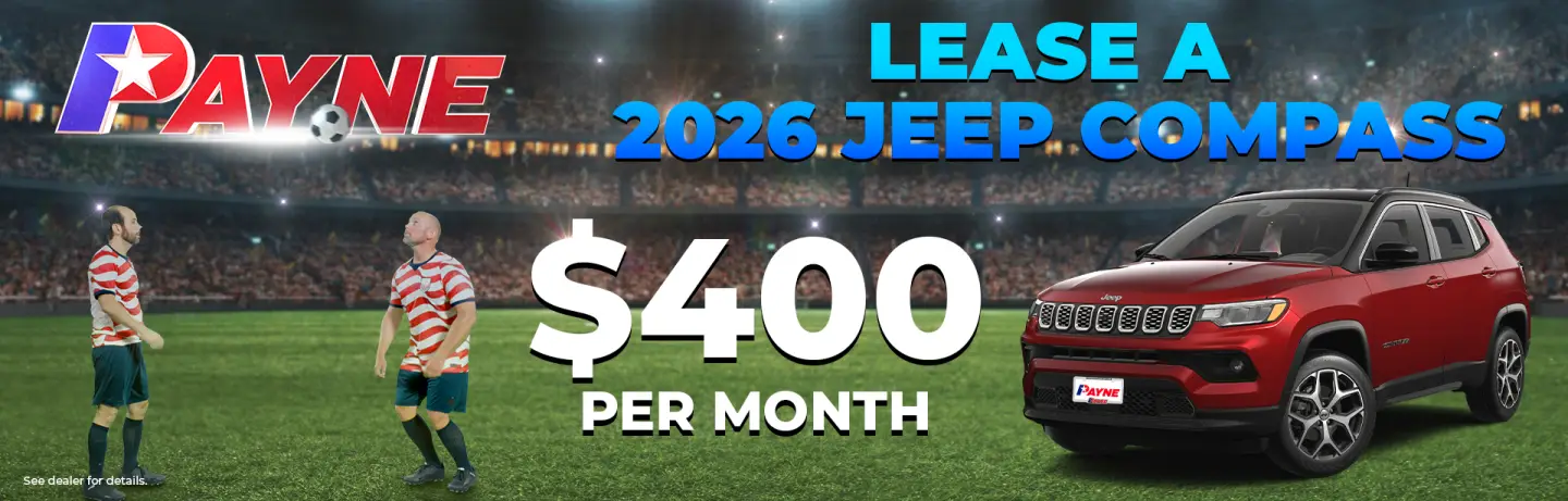 Lease a 2026 Jeep Compass for $400 per month Lease a 2026 Jeep Compass for $400 per month